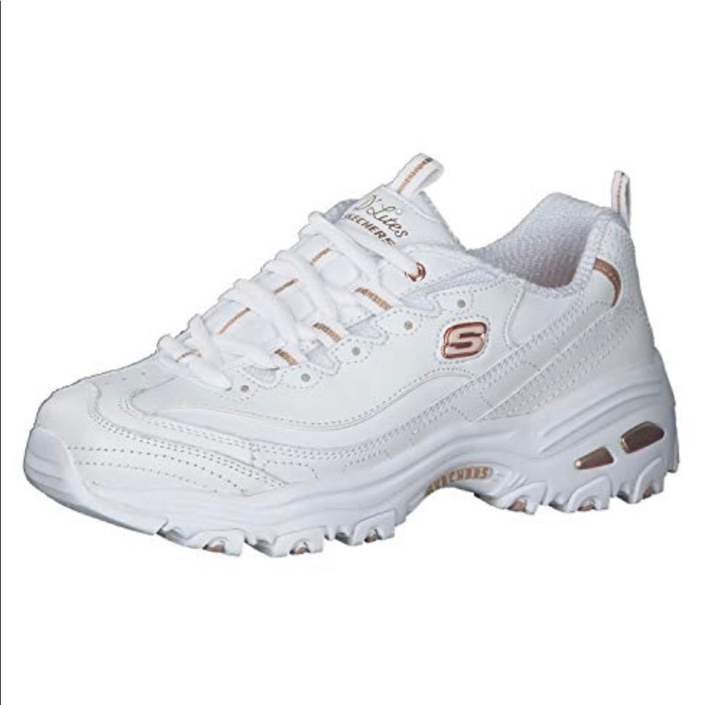 Skechers D’Lites Women's Women's Fresh Start Sneakers - White/Rose Gold